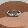 Custom Stackable Dog Bone Ring with Name, Personalized Pave Diamond Pet Memorial Jewelry, Memorial Dainty Ring, Gift for Pet Lovers